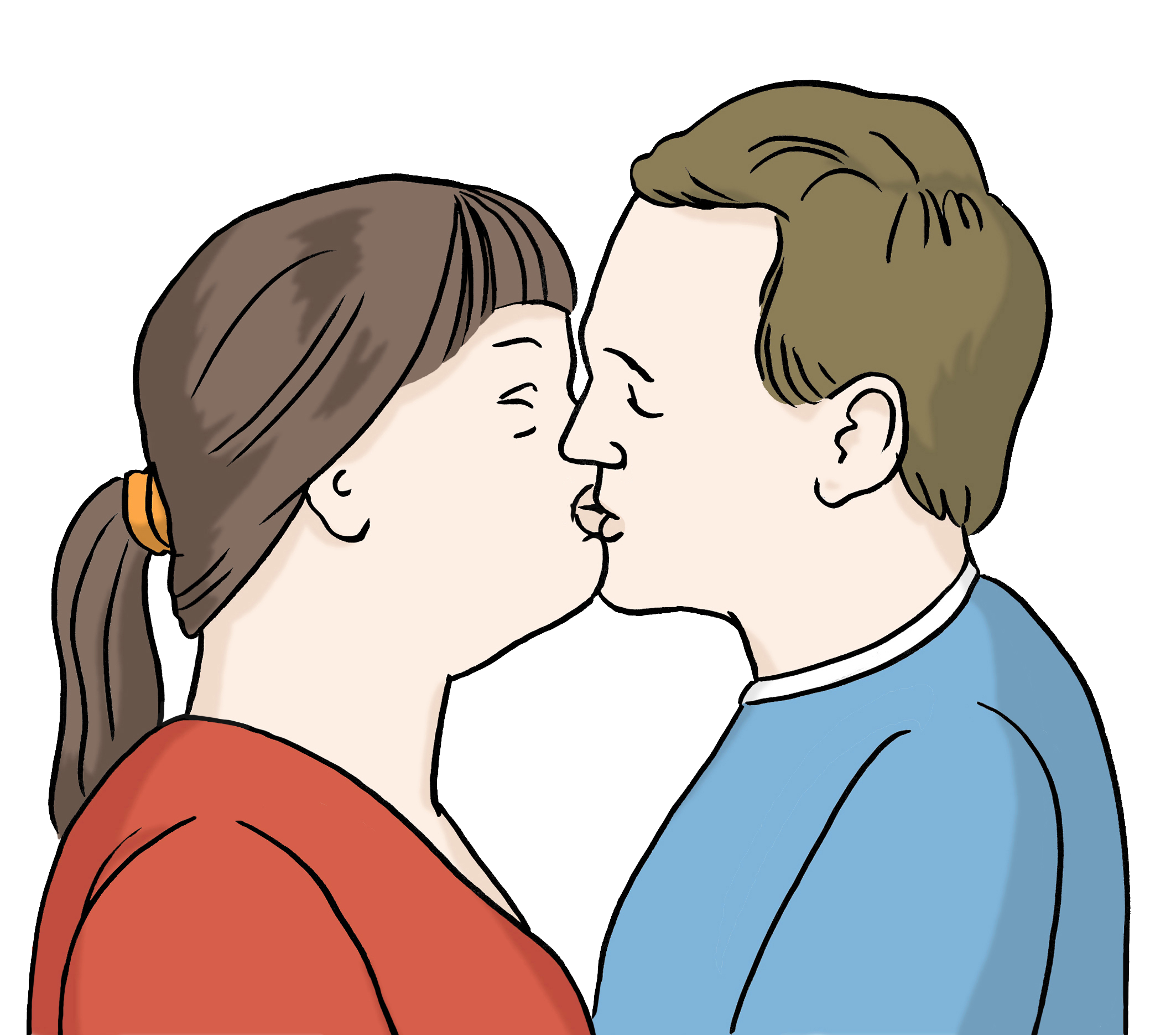 Illustration eines sich küssenden heterosexuellen Paares