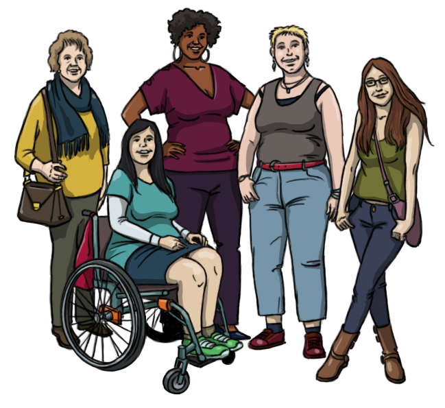 Illustration einer Gruppe von verschiedenen Frauen