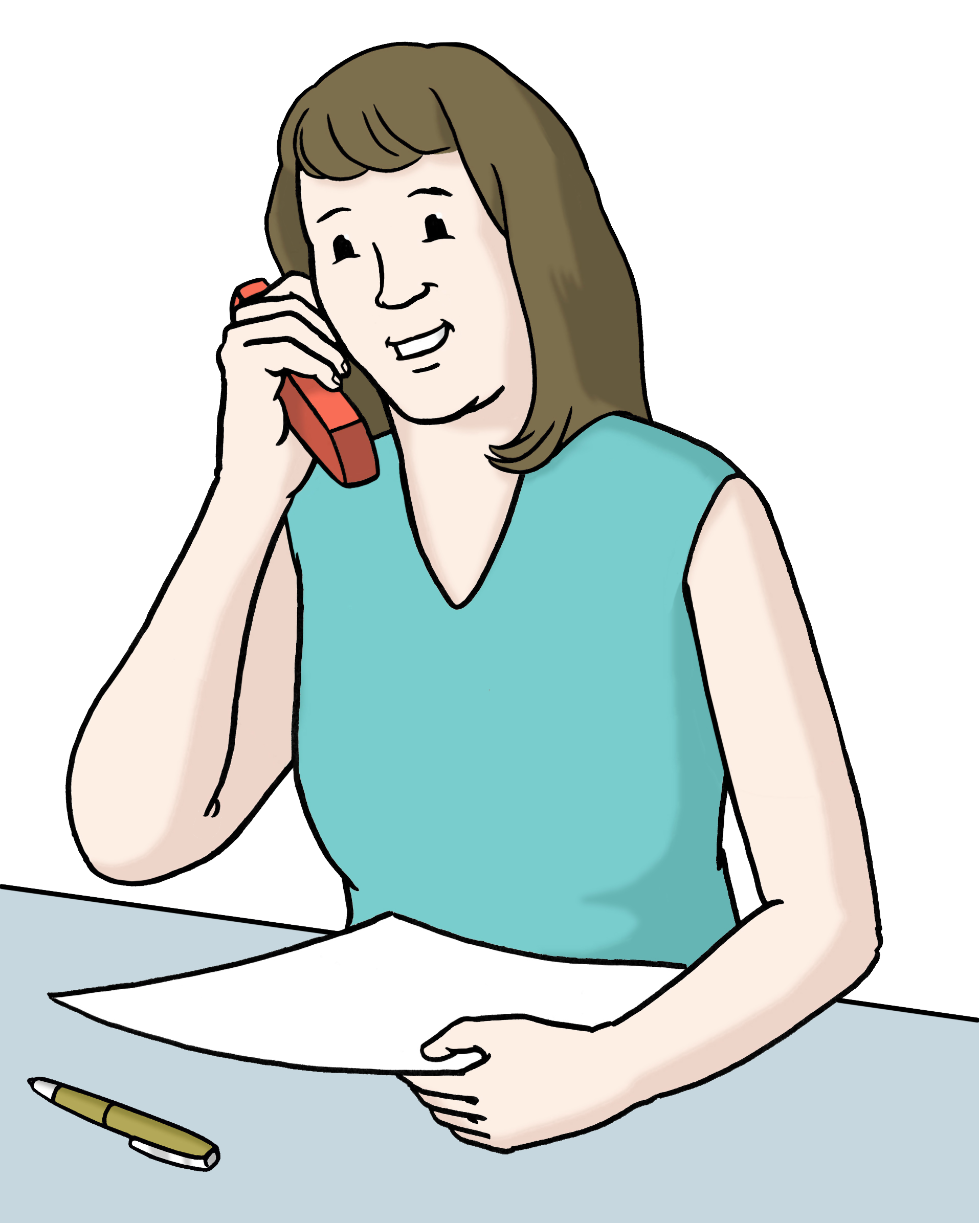Illustration einer telefonierenden Frau
