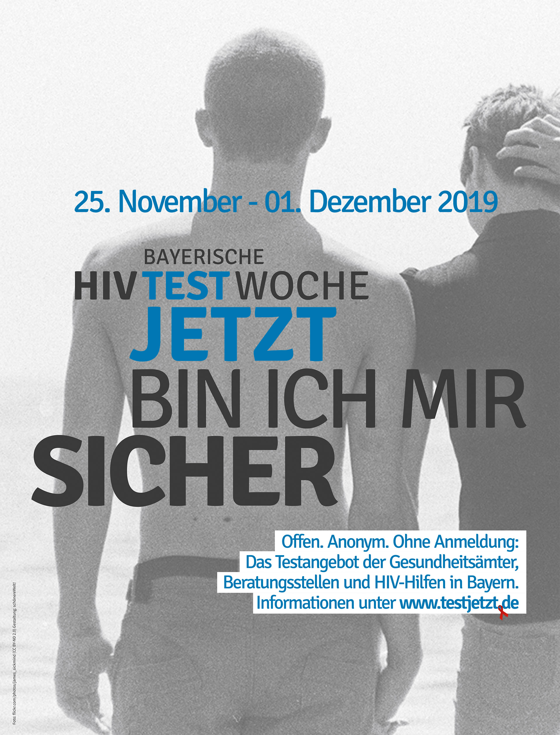 Motiv mit zwei androgynen Menschen zur bayerischen HIV-Testwoche vom 25. 11. - 11. 12. 2019