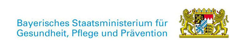 Schriftzug des Bayerischen Staatsministerium für Gesundheit, Pflege und Prävention